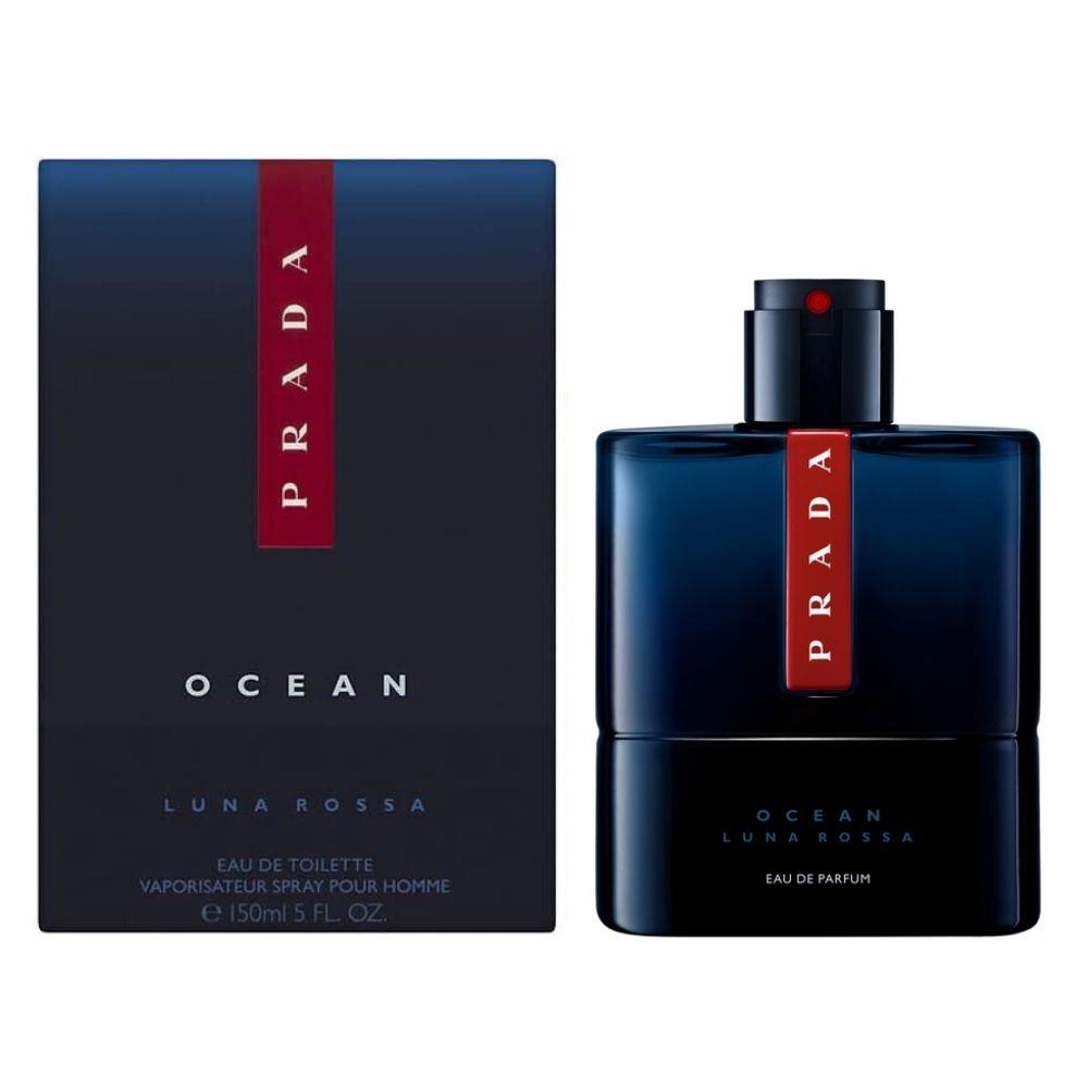 Bonherre mağazasından Prada Luna Rossa Ocean EDP 150 ml, süsen ve karamel notalı, doldurulabilir lüks okyanus mavisi erkek parfümü.