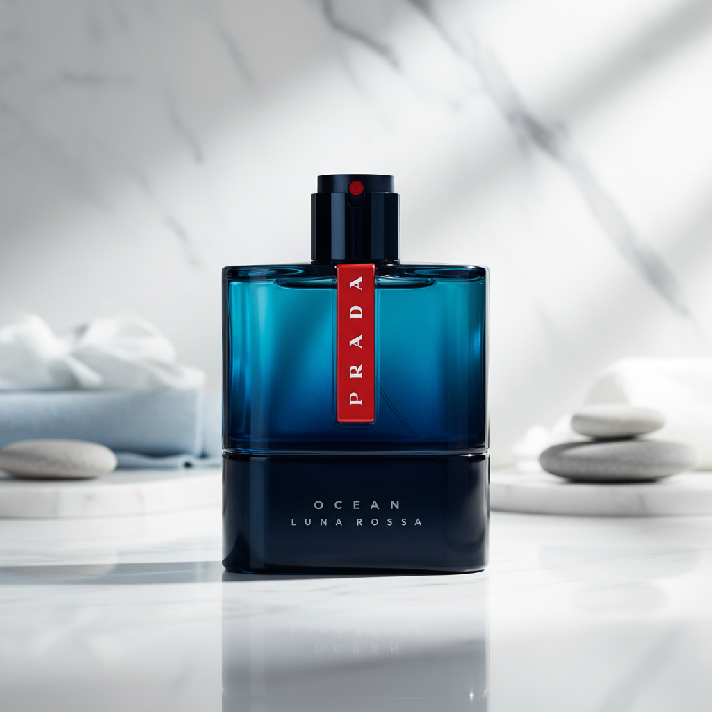 Bonherre mağazasından Prada Luna Rossa Ocean EDT, iris, lavanta ve vetiver notalı lüks okyanus mavisi erkek parfümü.