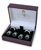 4'lü Oniks Elbise Zımbaları ve Kol Düğmesi Seti - Bonherre