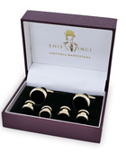 4'lü Yuvarlak Oniks ve Altın Elbise Zımbaları ve Kol Düğmesi Seti - Bonherre