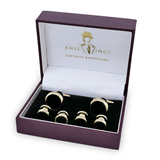 4'lü Yuvarlak Oniks ve Altın Elbise Zımbaları ve Kol Düğmesi Seti - Bonherre