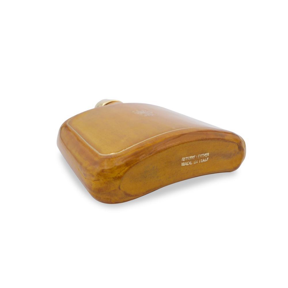 Deri Cep Şişesi - Hardal Altın Çizgili - Bonherre