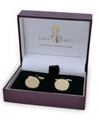 Fırçalanmış Altın Kaplama Oval Kol Düğmesi - Bonherre