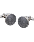 Gri Tonları Paisley Yuvarlak Mineli Kol Düğmesi - Bonherre