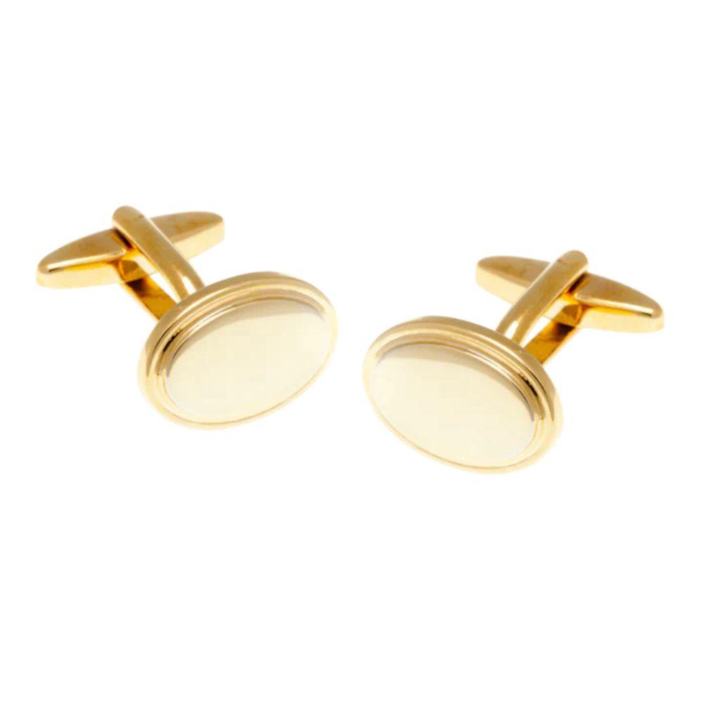 Oval Altın Kaplama Yaldızlı Kol Düğmesi - Bonherre