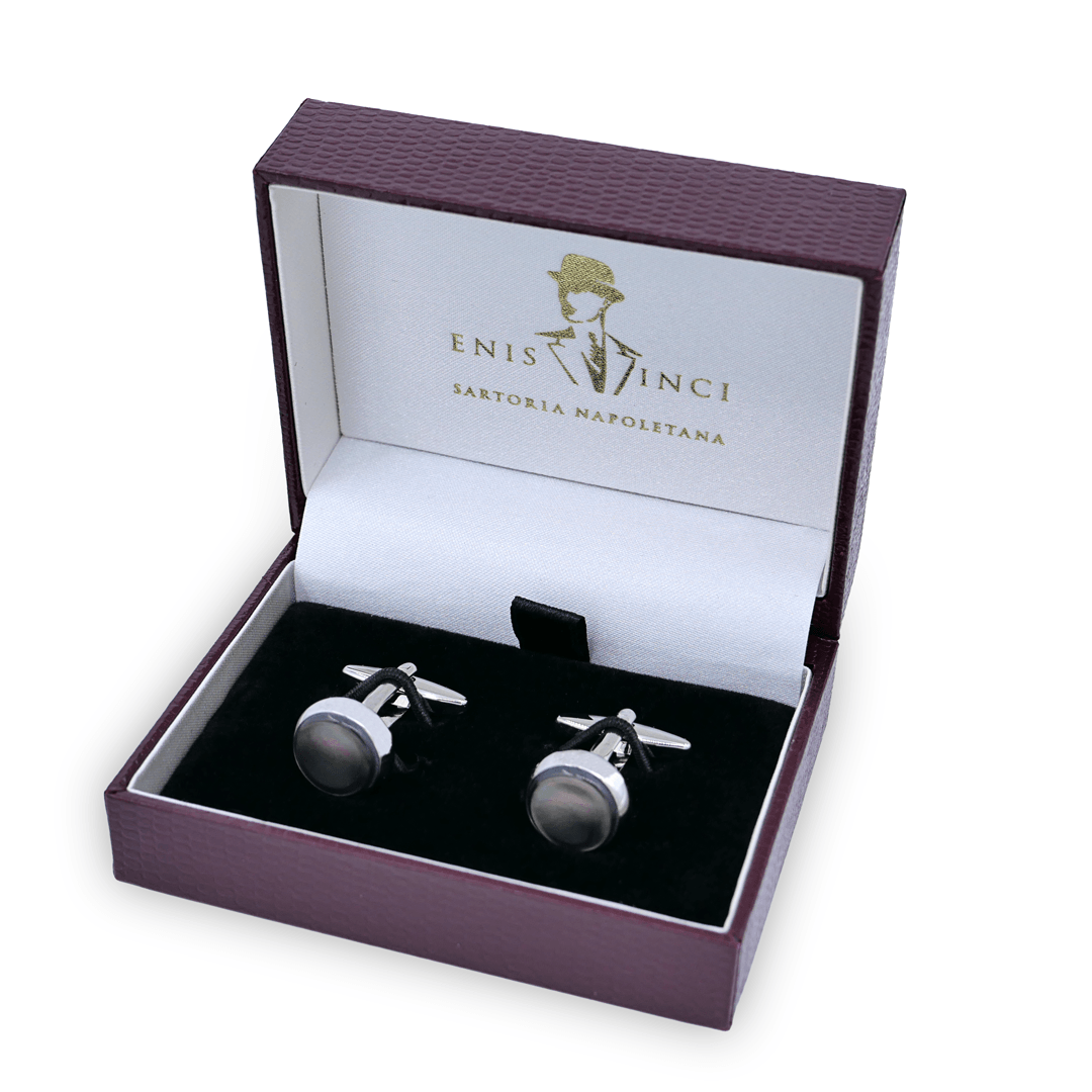 Signature Koleksiyon No7 Dumanlı Sedef ve Gümüş Kol Düğmeleri - Bonherre