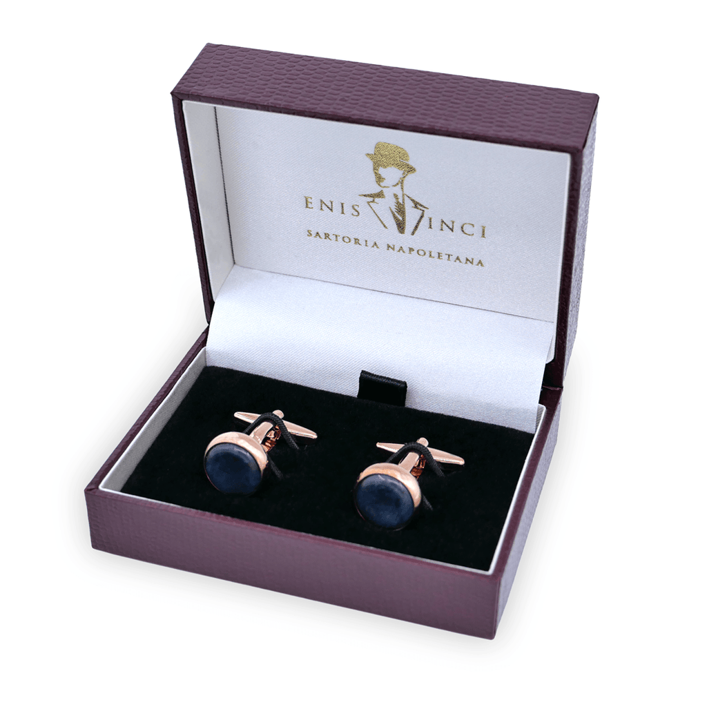 Signature Koleksiyonu No3 Sodalit ve Pembe Altın Kol Düğmeleri - Bonherre