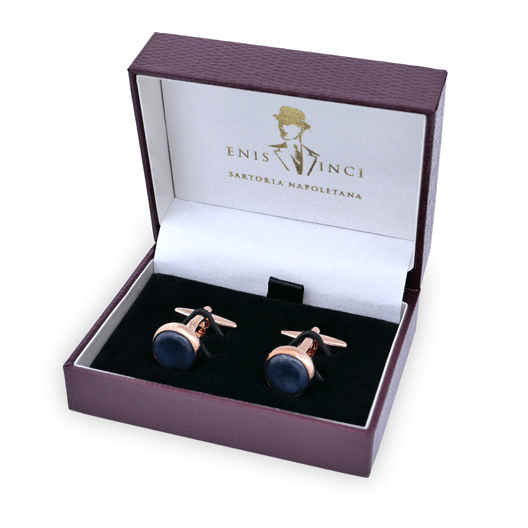 Signature Koleksiyonu No3 Sodalit ve Pembe Altın Kol Düğmeleri - Bonherre