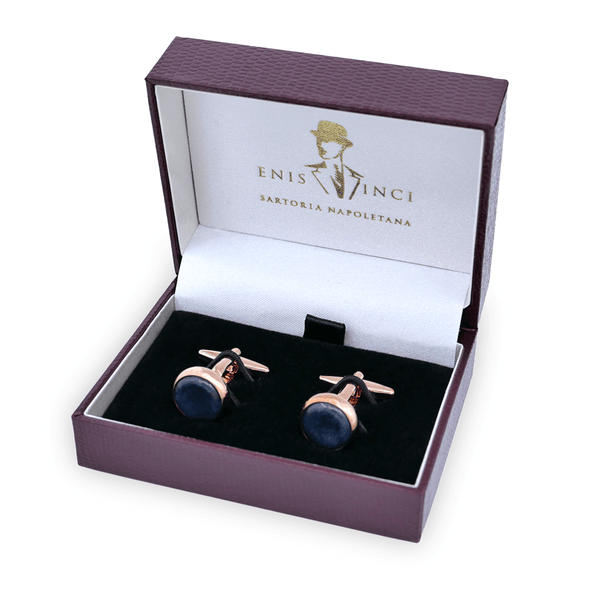 Signature Koleksiyonu No3 Sodalit ve Pembe Altın Kol Düğmeleri - Bonherre