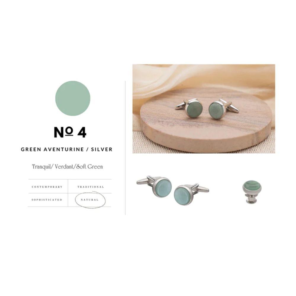 Signature Koleksiyonu No4 Yeşil Aventurin Kol Düğmesi - Bonherre