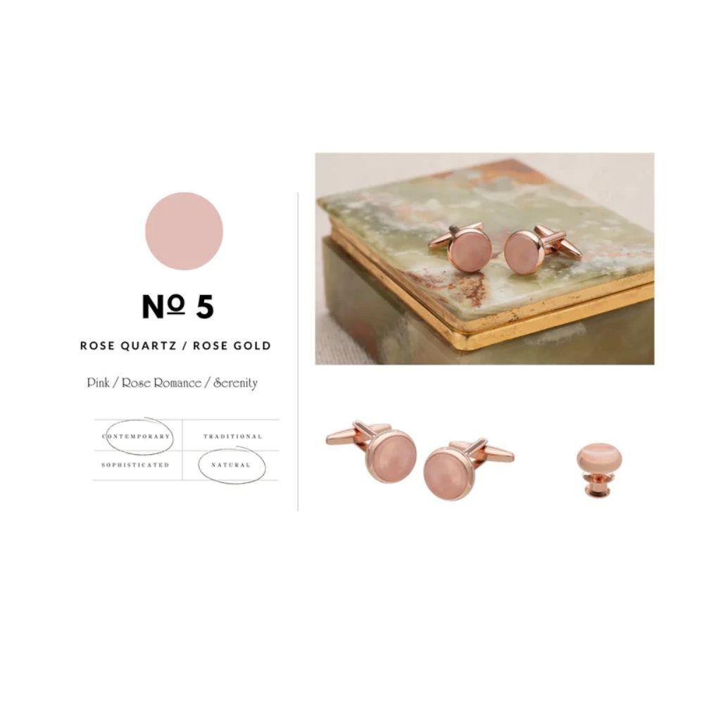 Signature Koleksiyonu No5 Pembe Kuvars Kol Düğmeleri - Bonherre