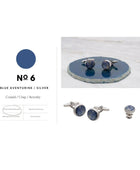 Signature Koleksiyonu No6 Mavi Aventurin ve Gümüş Kol Düğmeleri - Bonherre