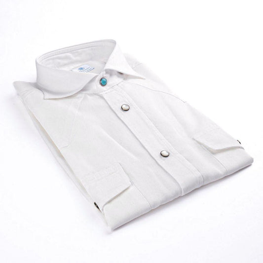 Vanacore Napoli - Beyaz Denim Rodeo Gömlek - Bonherre