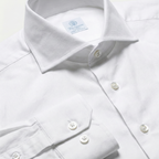 Vanacore Napoli - Klasik Beyaz Poplin Kesik Gömlek