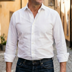 Vanacore Napoli - Klasik Beyaz Poplin Kesik Gömlek