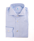 Vanacore Napoli - Klasik Mavi Poplin Kesik Gömlek - Bonherre