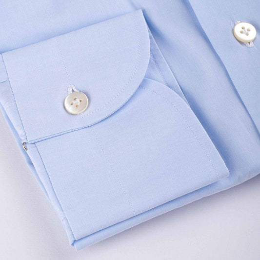 Vanacore Napoli - Klasik Mavi Poplin Kesik Gömlek - Bonherre