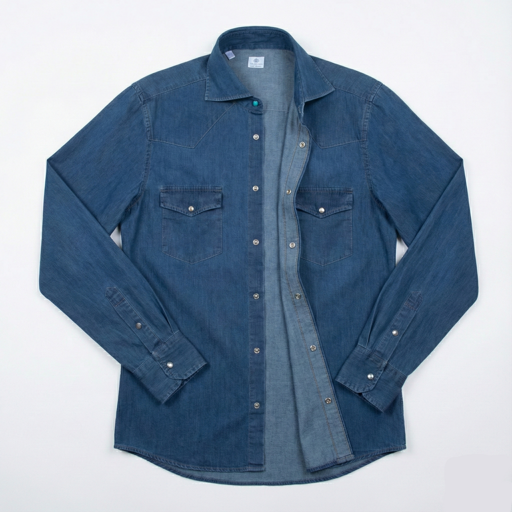 Vanacore Napoli - Mavi Denim Rodeo Gömlek