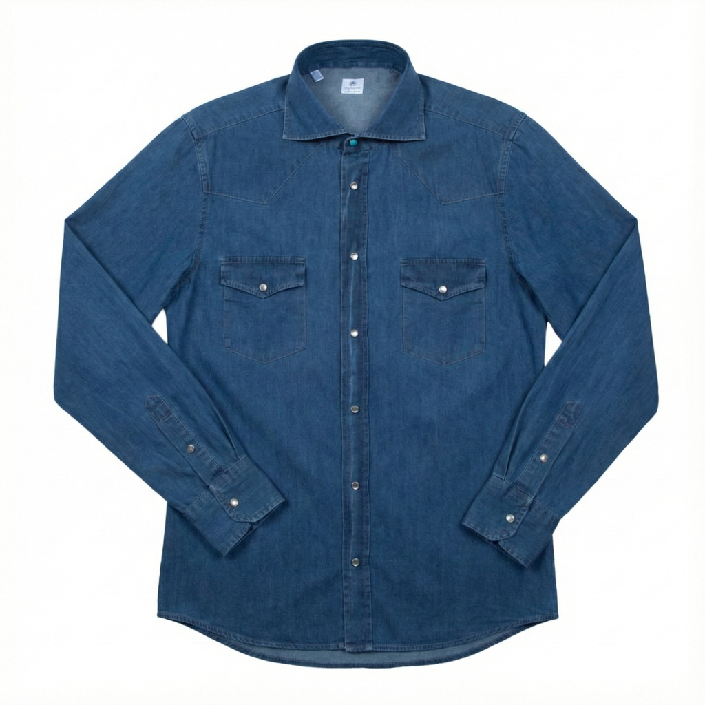Vanacore Napoli - Mavi Denim Rodeo Gömlek