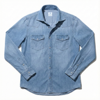Vanacore Napoli - Orta Mavi Denim Rodeo Gömlek