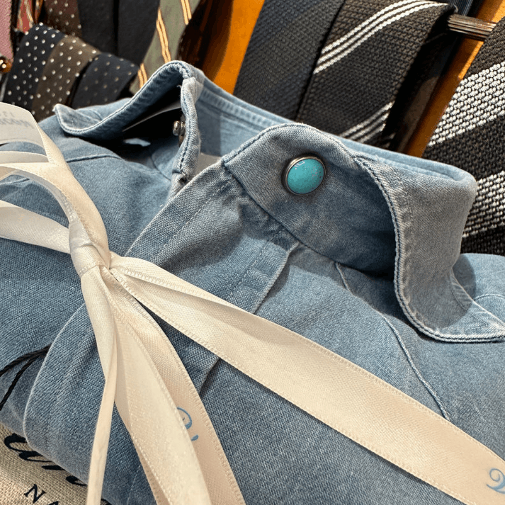 Vanacore Napoli - Orta Mavi Denim Rodeo Gömlek - Bonherre