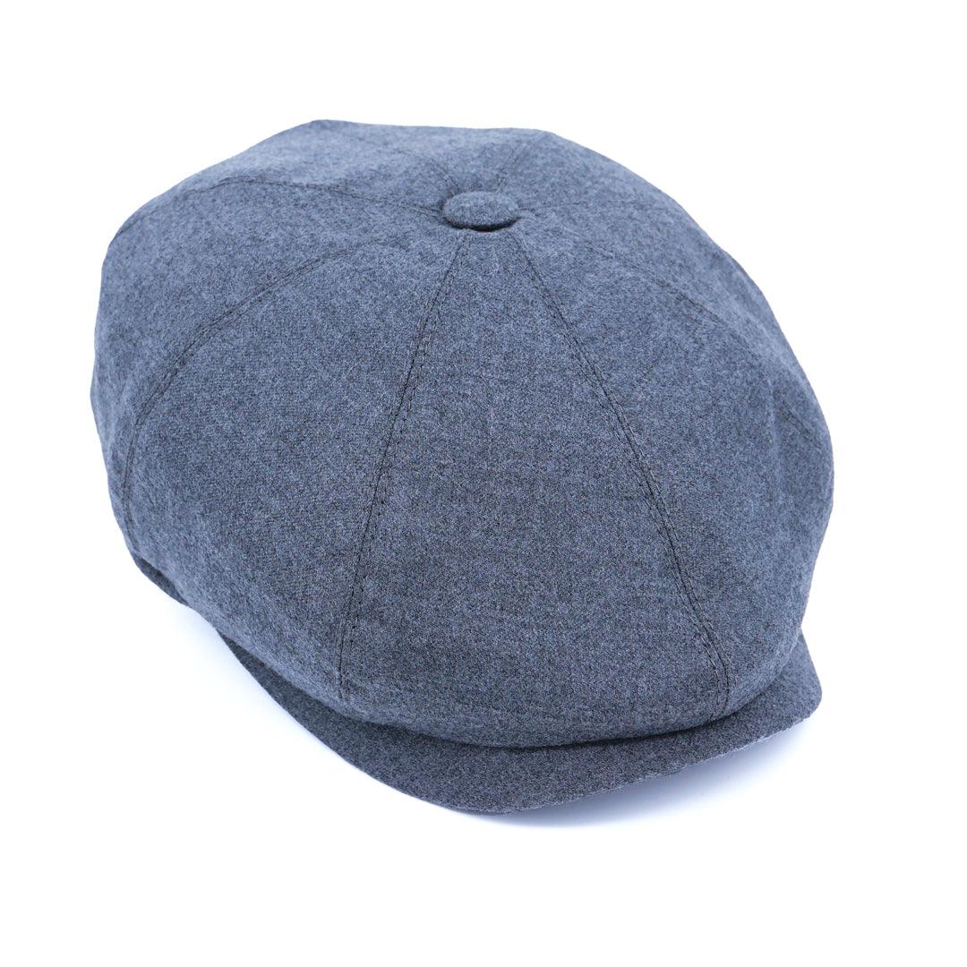 Yün 30's 8 Panel Gri Flanel Şapka - Bonherre