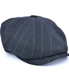 Yün 30's 8 Panel Koyu Gri İğneli Çizgili Flanel Şapka - Bonherre