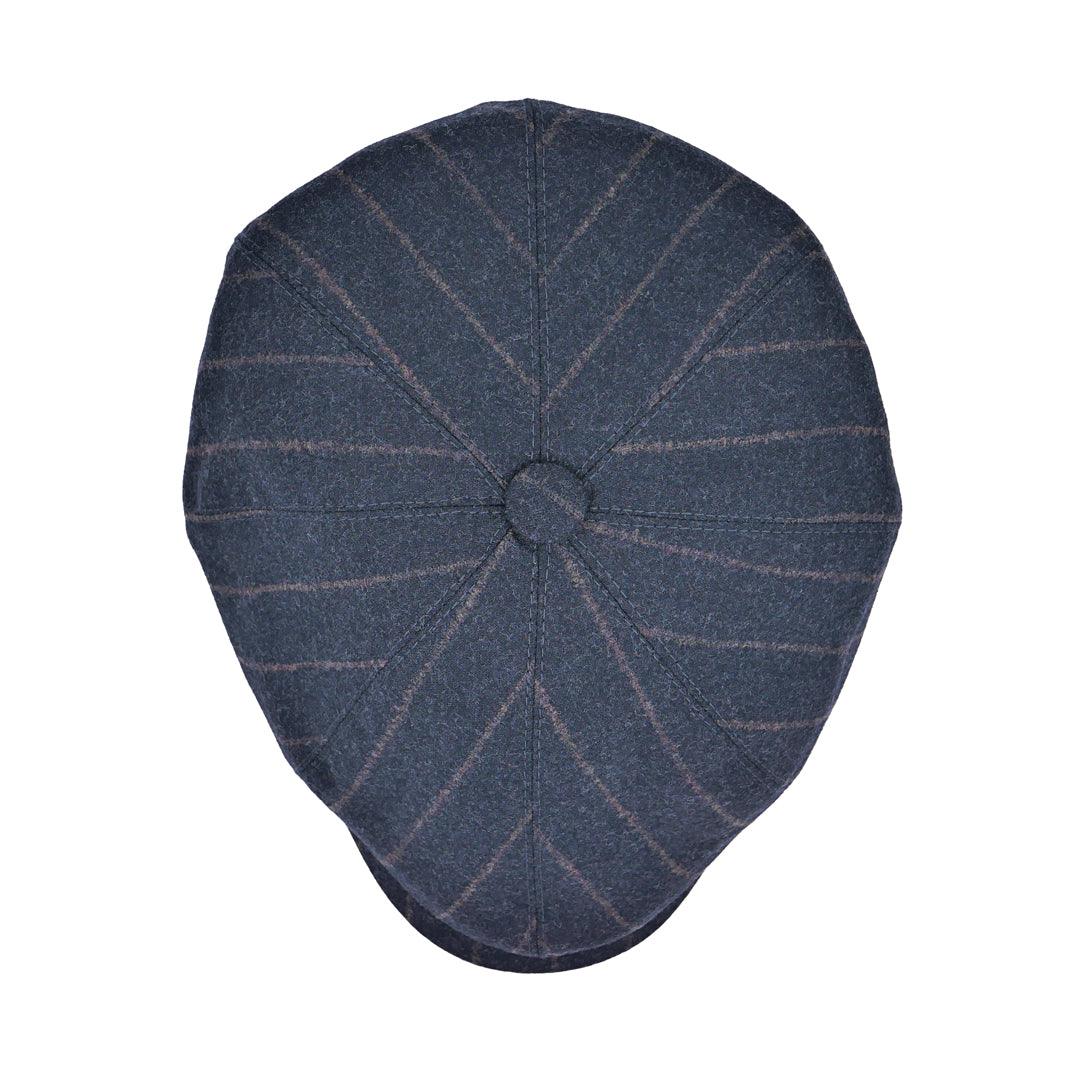 Yün 30's 8 Panel Koyu Gri İğneli Çizgili Flanel Şapka - Bonherre