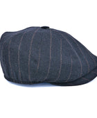 Yün 30's 8 Panel Koyu Gri İğneli Çizgili Flanel Şapka - Bonherre