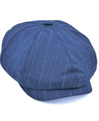 Yün 30's 8 Parça Lacivert Pimli Çizgili Flanel Şapka - Bonherre