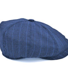 Yün 30's 8 Parça Lacivert Pimli Çizgili Flanel Şapka - Bonherre