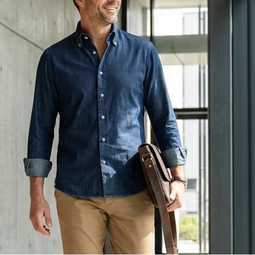 Vanacore Napoli - Koyu Denim Düğmeli Gömlek
