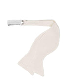 Beyaz Grogren Kravatlı İpek Kelebek Papyon - Bonherre