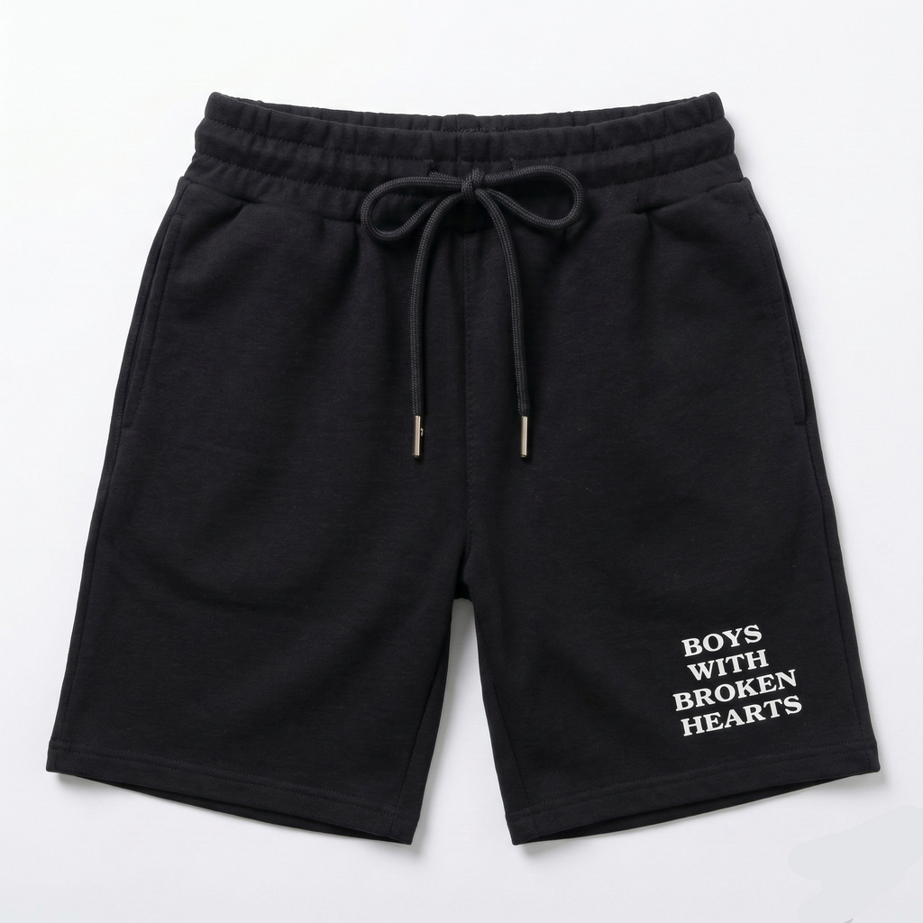 Beyaz Kabartma Baskılı Şort