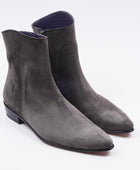 Neil Stacked Heel Bot - Süet Gri - Bonherre