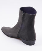 Neil Stacked Heel Bot - Süet Gri - Bonherre