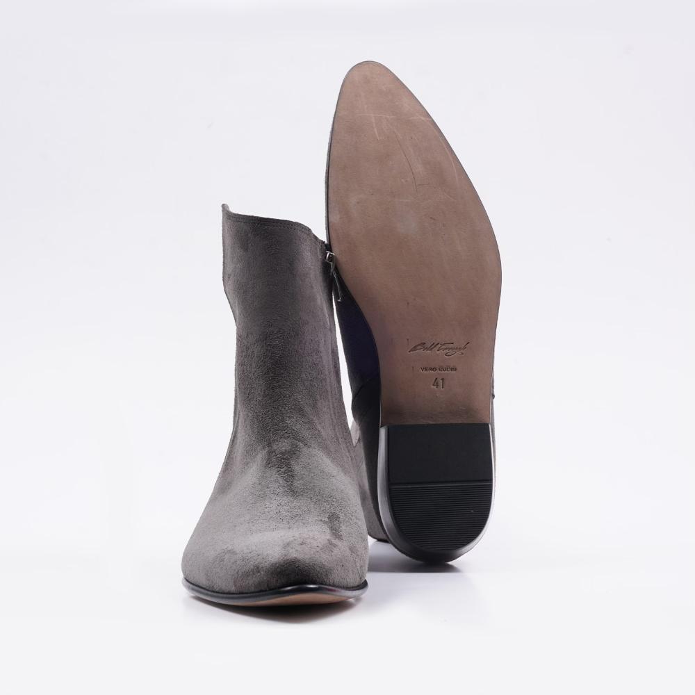 Neil Stacked Heel Bot - Süet Gri - Bonherre