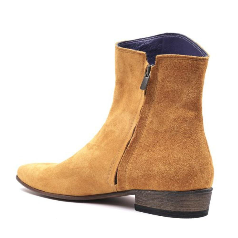 Neil Stacked Heel Bot - Süet Taba - Bonherre