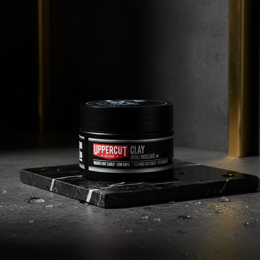 Bonherre mağazasından Uppercut Deluxe Clay Wax seyahat boyu, güçlü tutuşlu ve doğal mat bitişli erkek saç kili.