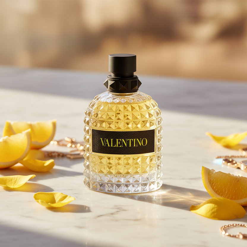 Bonherre mağazasından Valentino Born In Roma Uomo Yellow Dream EDT, ananas, zencefilli kurabiye ve vanilya notalı lüks erkek parfümü.