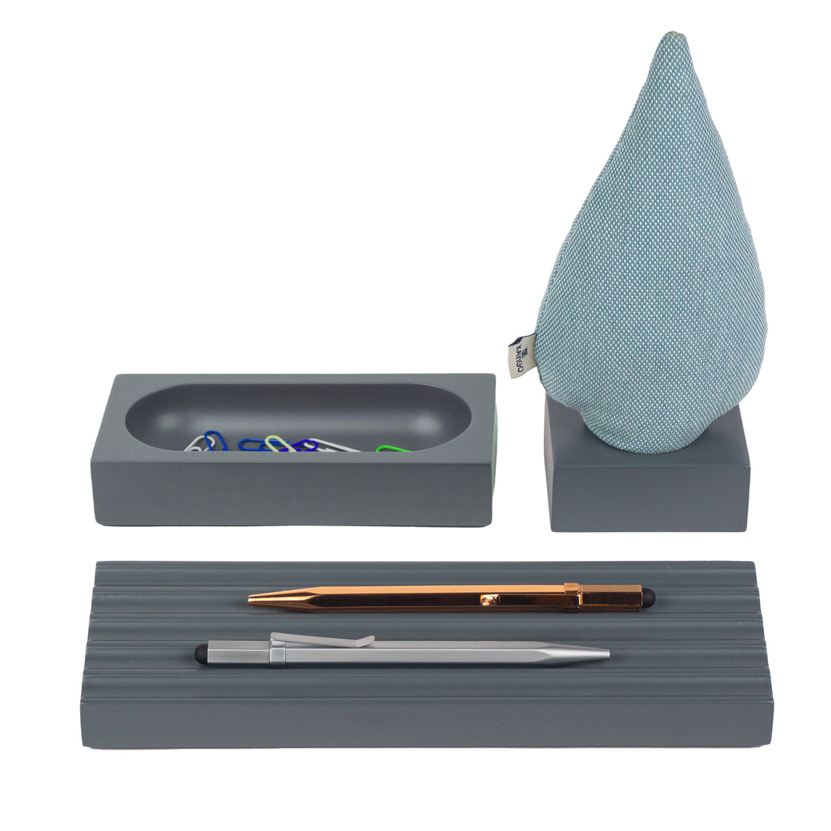 Kayigo  Woody  Gri Üçlü Ofis  Seti - Mavi Ladin