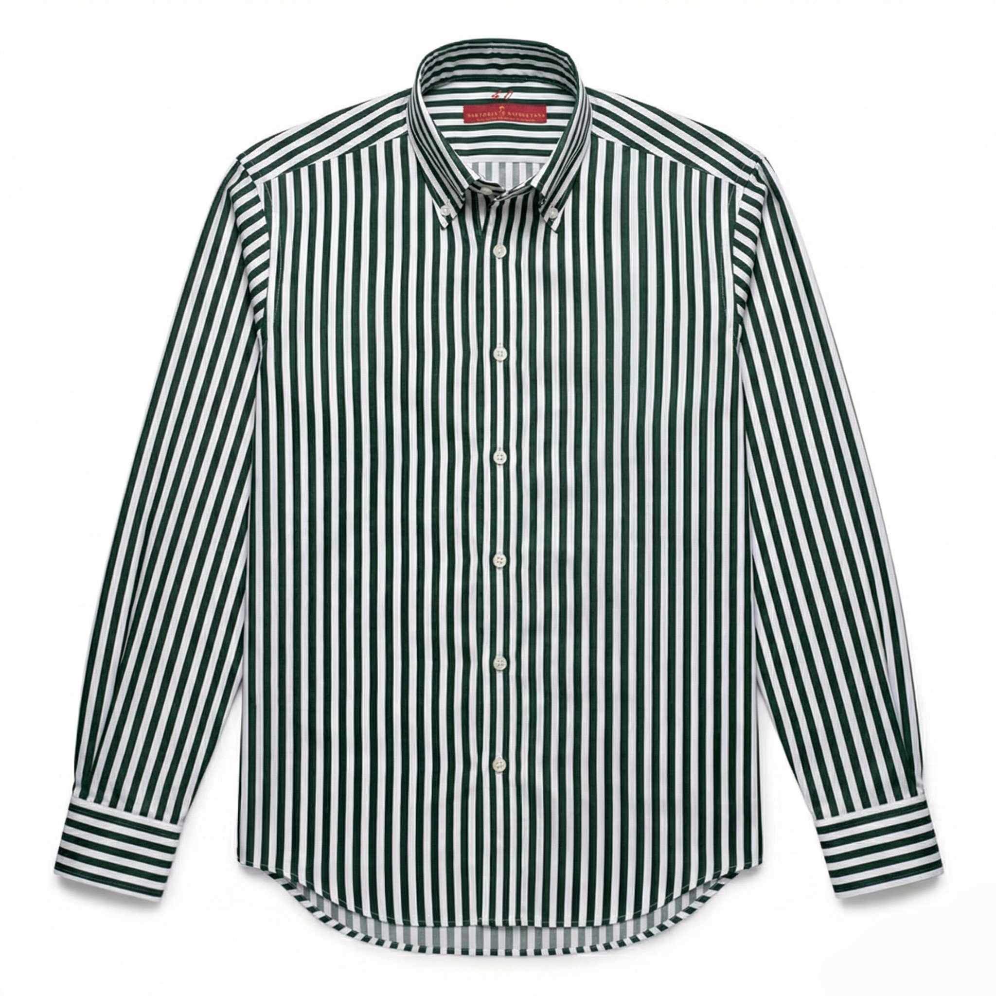 Riviera Di Perla Çizgili Beyaz Gömlek - Koyu Yeşil