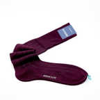 Diz Altı Çorap - Organik Mısır Pamuğu - Bordo / Gri Çizgili - Bonherre