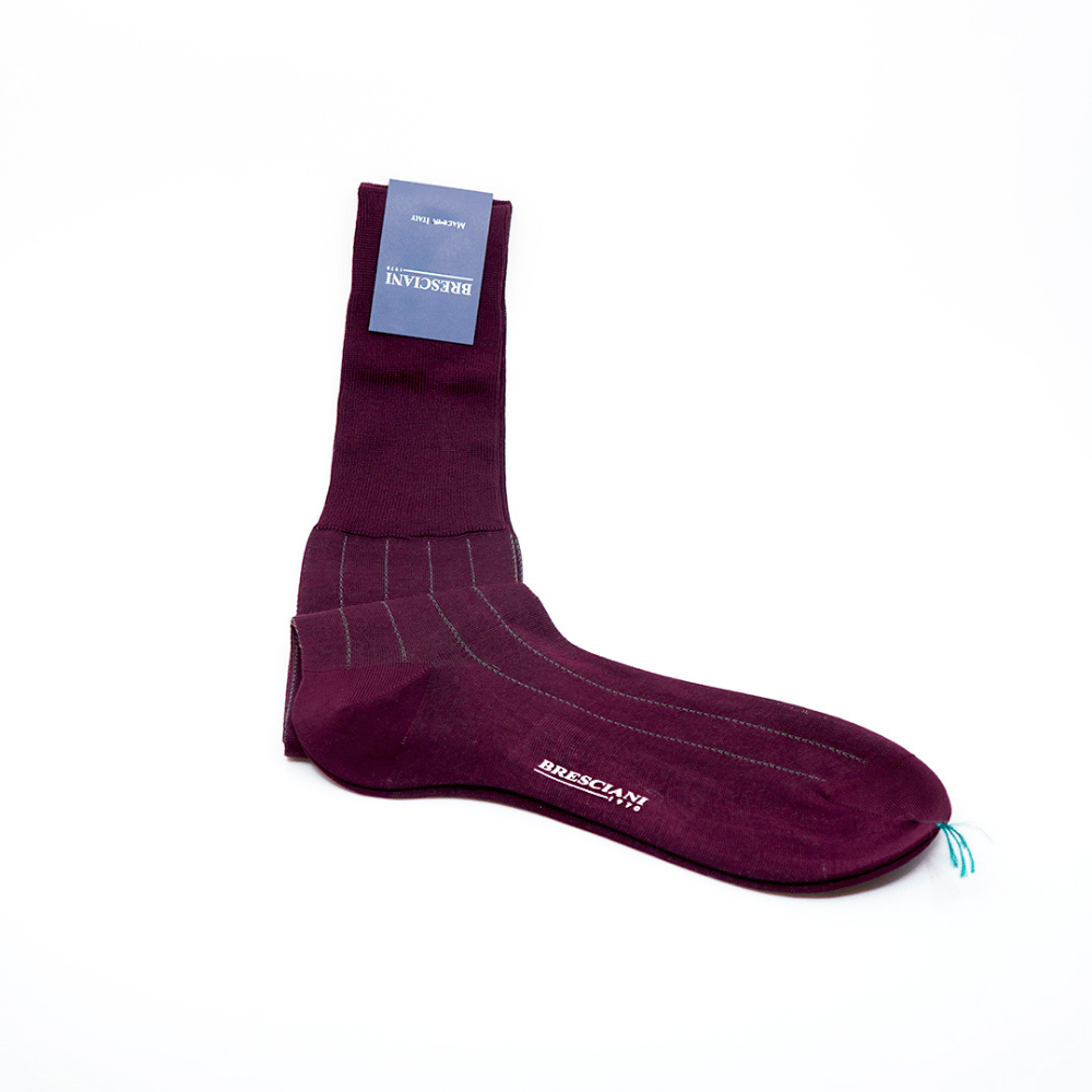 Diz Altı Çorap - Organik Mısır Pamuğu - Bordo / Gri Çizgili - Bonherre