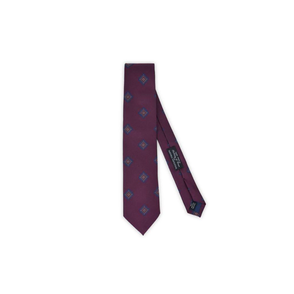 Holliday & Brown Losange Motif İpek Kravat - Mürdüm - Bonherre