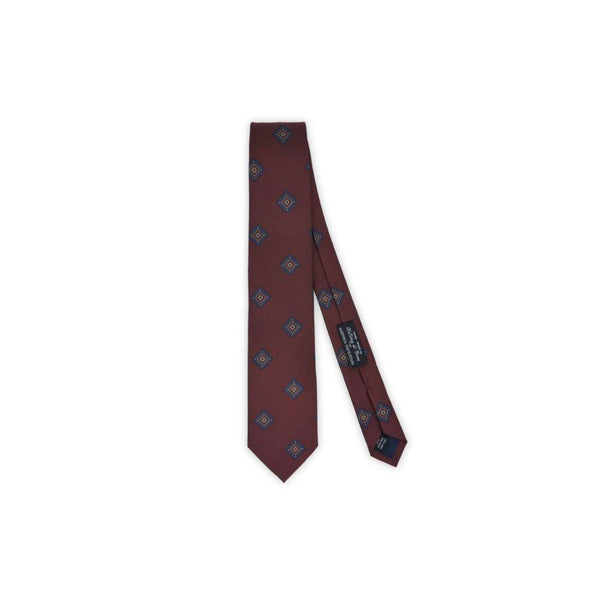 Holliday & Brown Losange Motif İpek Kravat - Bordo - Bonherre
