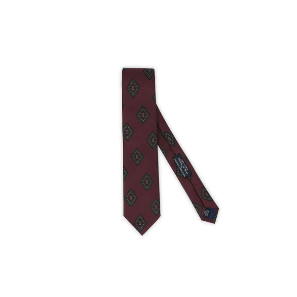 Holliday & Brown Losange Motif İpek Kravat - Bordo - Bonherre