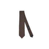 Holliday & Brown Çiçek Motifli İpek Kravat - Kahverengi - Bonherre