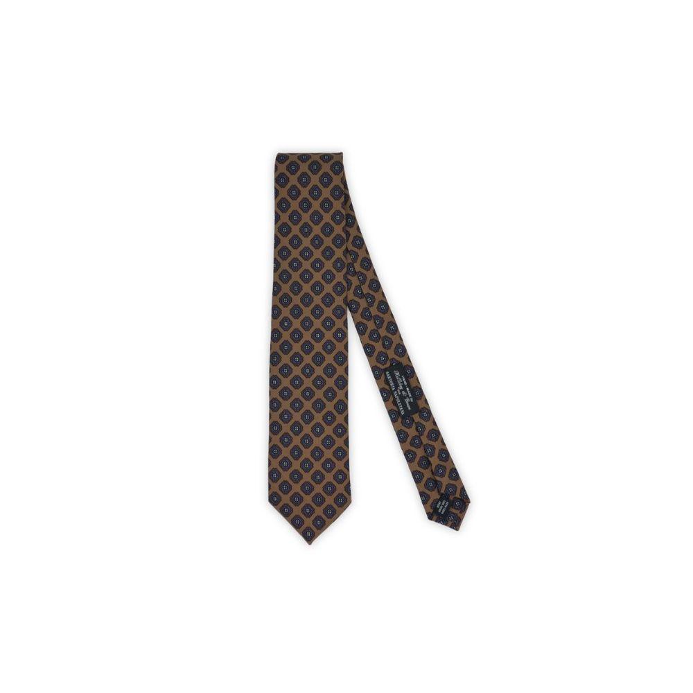 Holliday & Brown Çiçek Motifli İpek Kravat - Kahverengi - Bonherre