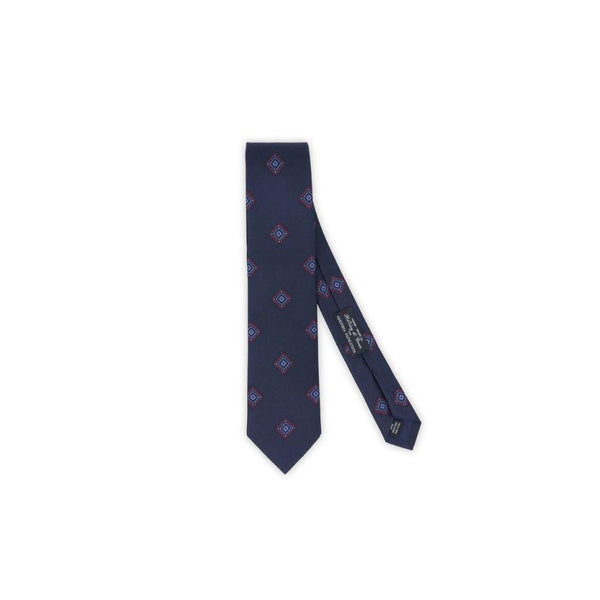 Holliday & Brown Losange Motif İpek Kravat - Lacivert - Bonherre